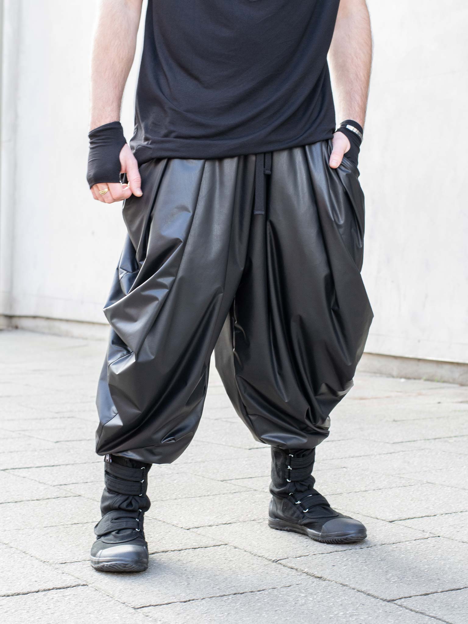 Hattori Men's Harem Faux Leather Ninja Pants - Rags by Jak
