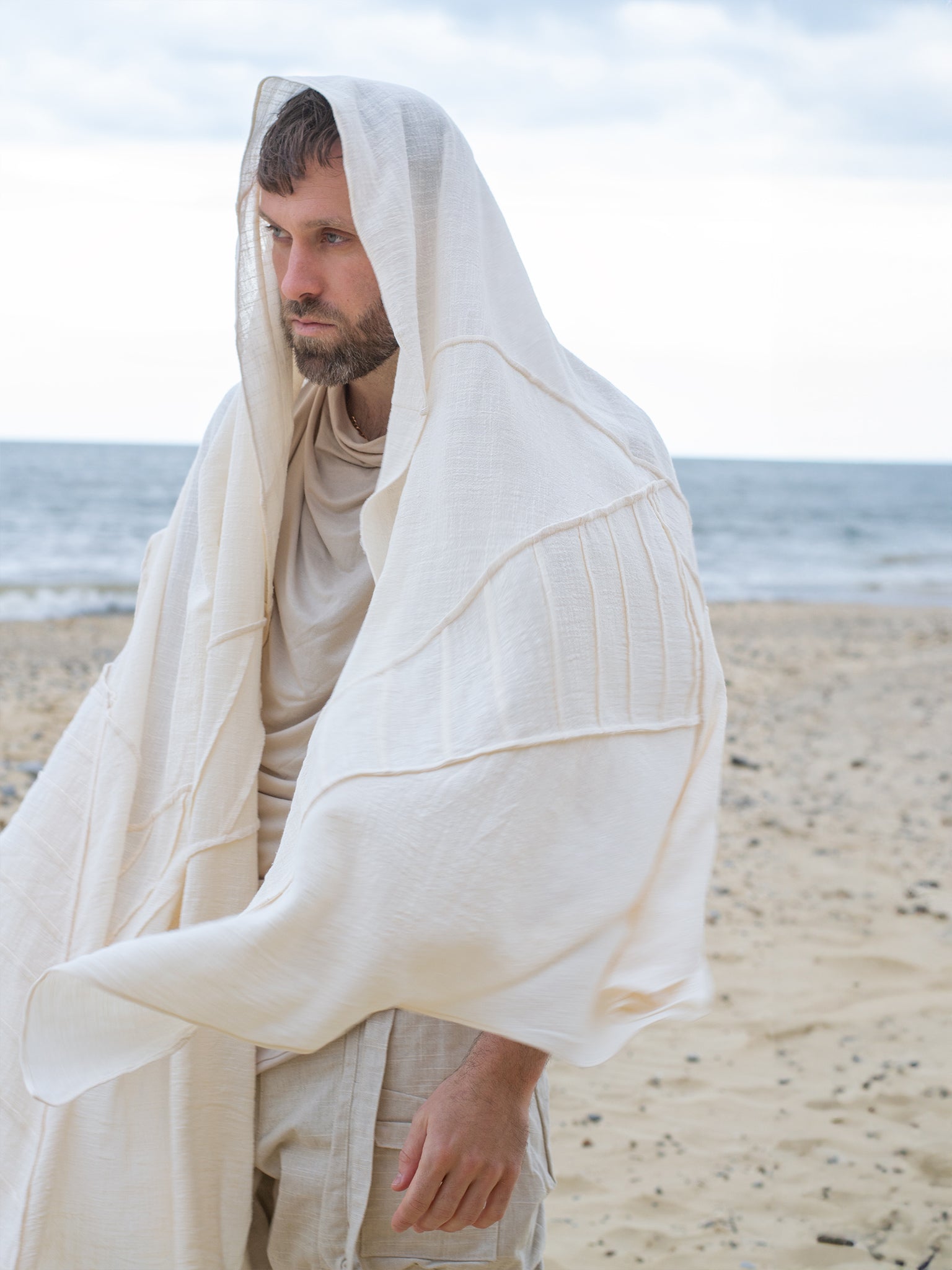 Atheon Avant Garde Wrap Over Summer Scarf - Ivory | Rags by Jak