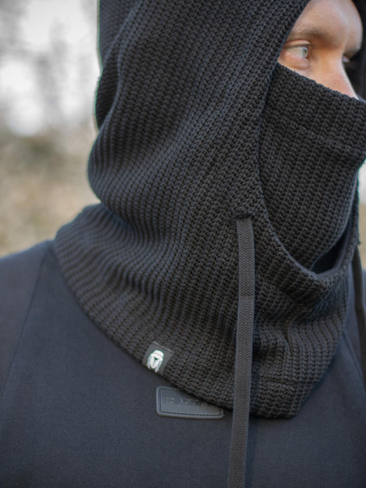 Athos Chunky Knit Balaclava Snood in Black - Rags by Jak