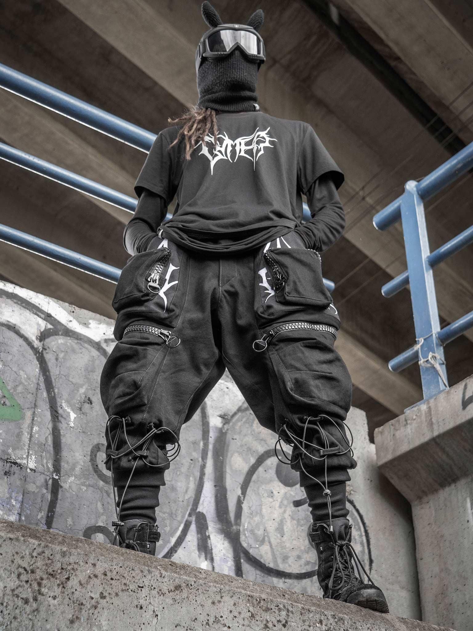 GutterRags Men's Designer Cargos, Chunky Zippers & Graffiti