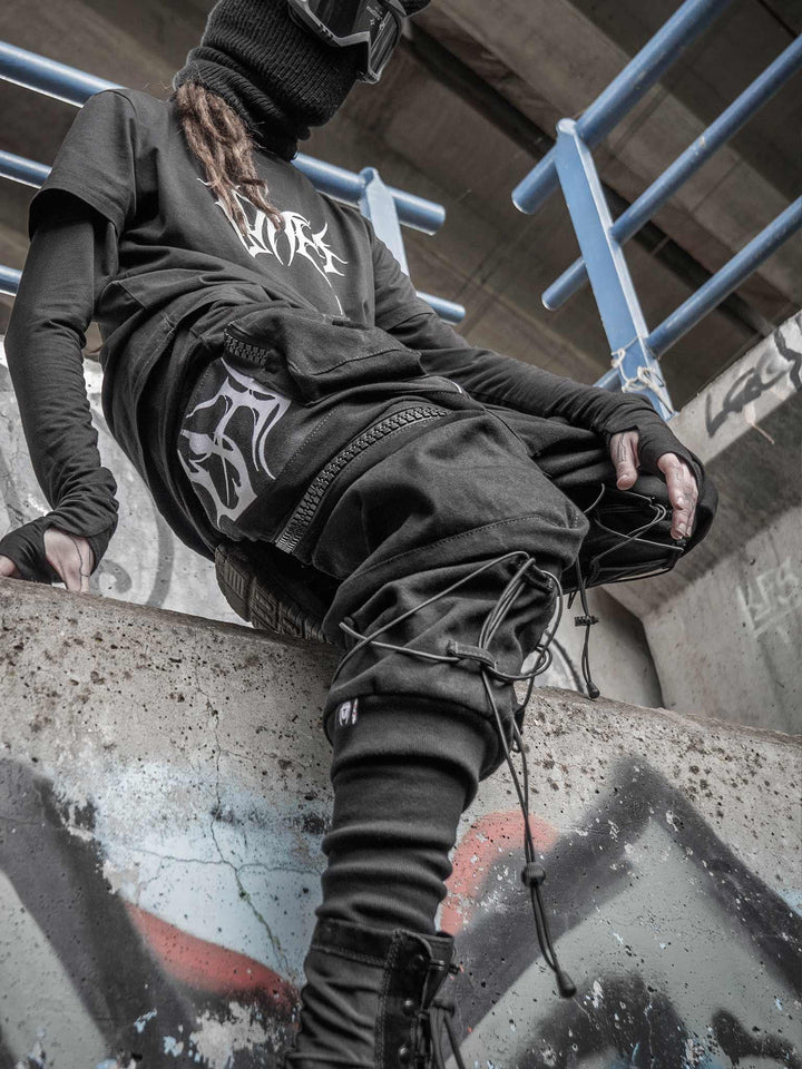 GutterRags Men's Designer Cargos, Chunky Zippers & Graffiti Print ...