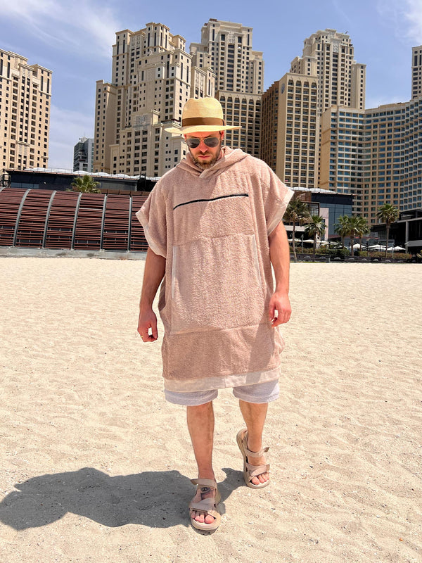 Thalor 2 in 1 Hooded Beach Towel Poncho - Sand