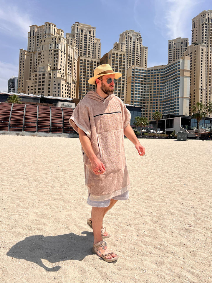 Thalor 2 in 1 Hooded Beach Towel Poncho - Sand