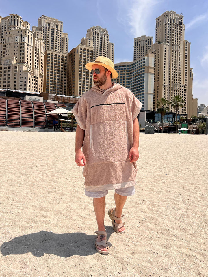 Thalor 2 in 1 Hooded Beach Towel Poncho - Sand