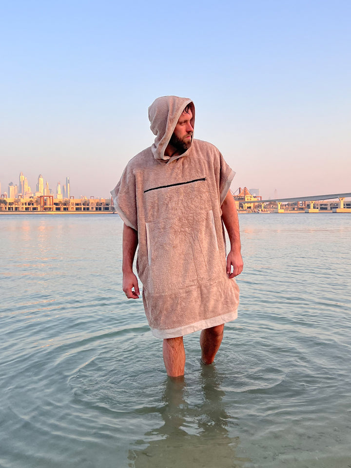 Thalor 2 in 1 Hooded Beach Towel Poncho - Sand