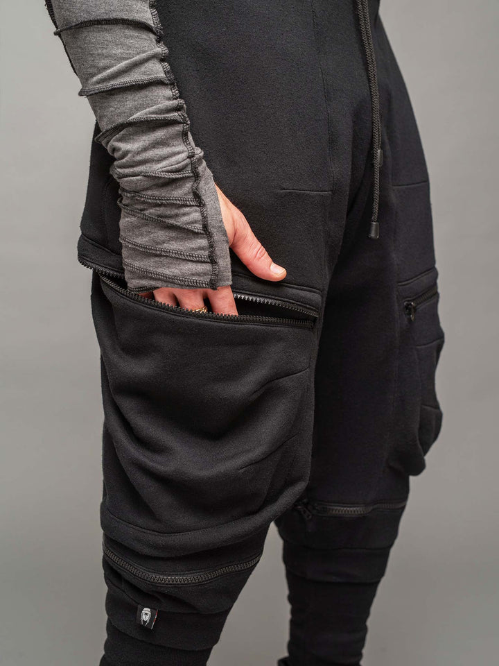 Middle zipped view of the Legion X joggers by Rags by Jak