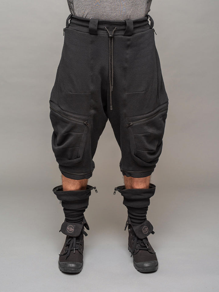 Front view of the Legion X joggers by Rags by Jak with calf supports unzipped.