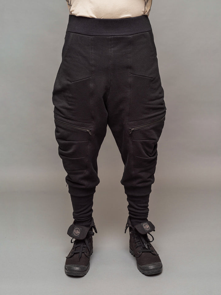 Front view of the Nomadix joggers in black