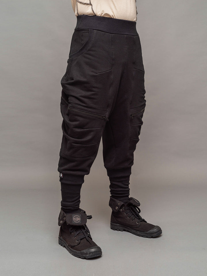 Right side view of the Nomadix joggers in black