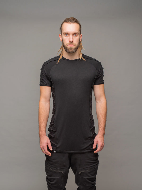 Front View of the Raider short sleeve t-shirt in black, by Rags by Jak