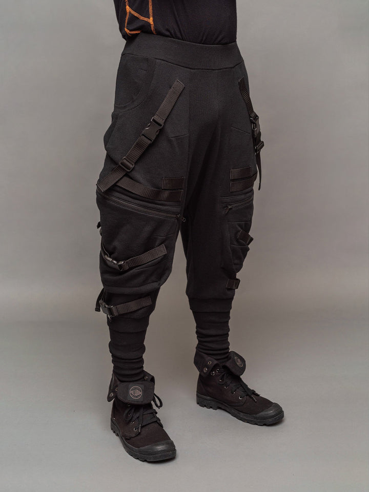 Front right side view of the Renegade joggers in black.