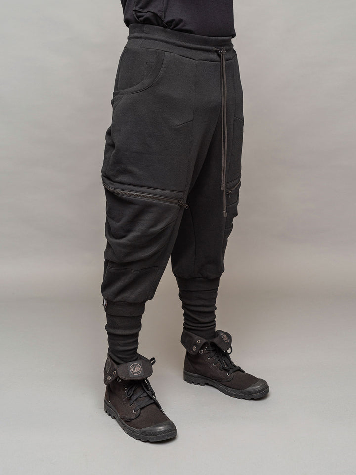 Front right side view of the Ronin joggers in black.
