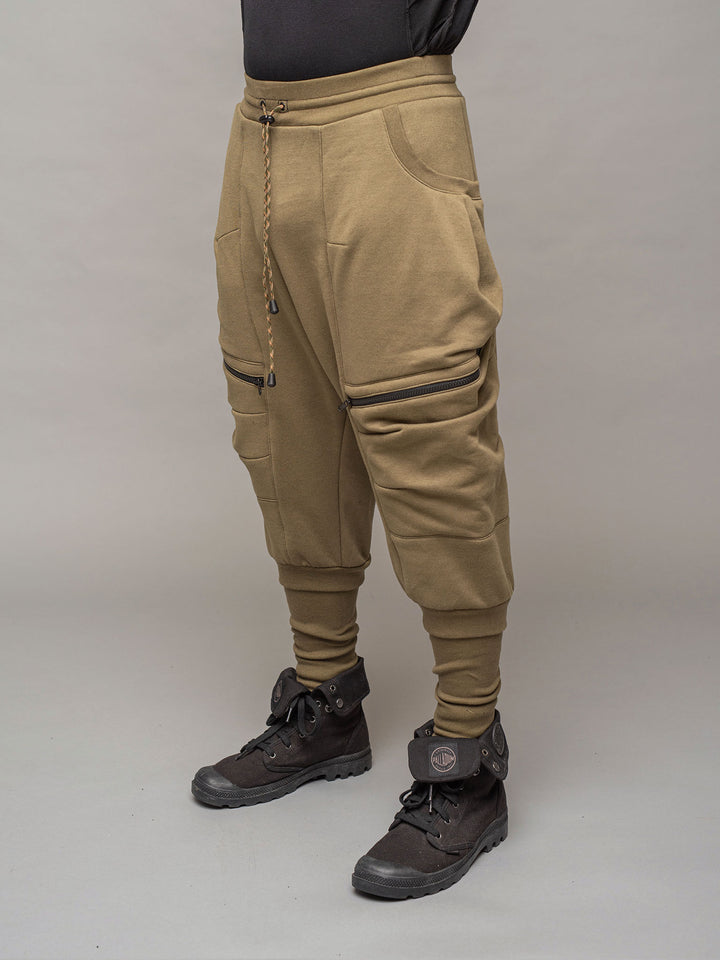 Front left side View of the Ronin Joggers in Green by Rags by Jak