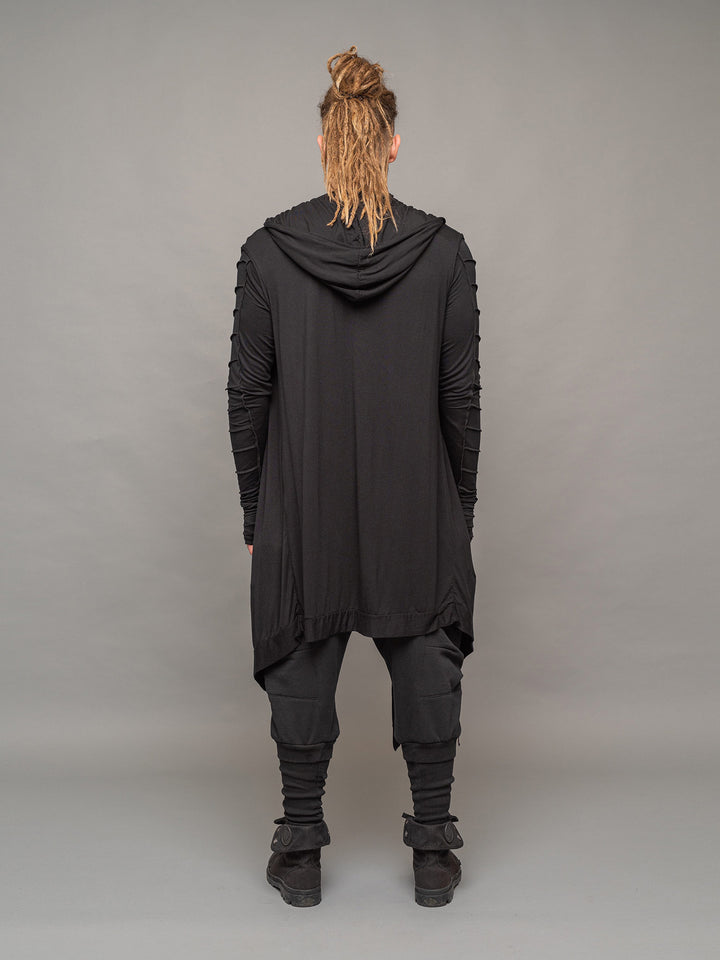 Back view of the Shadow cloak in black by Rags by Jak.