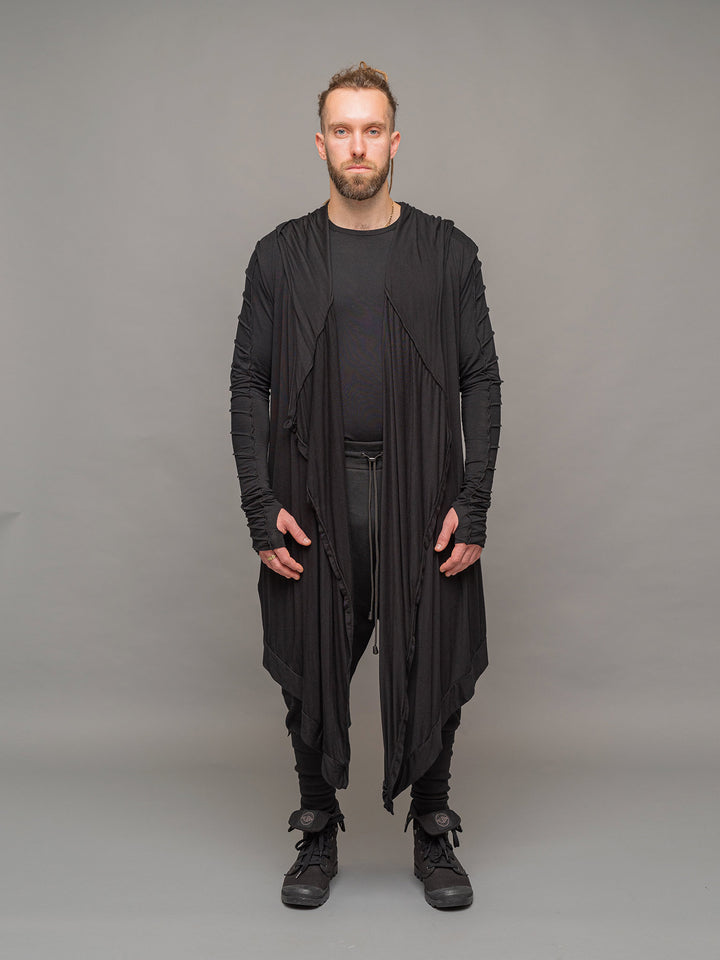 Front view of the Shadow cloak in black by Rags by Jak.