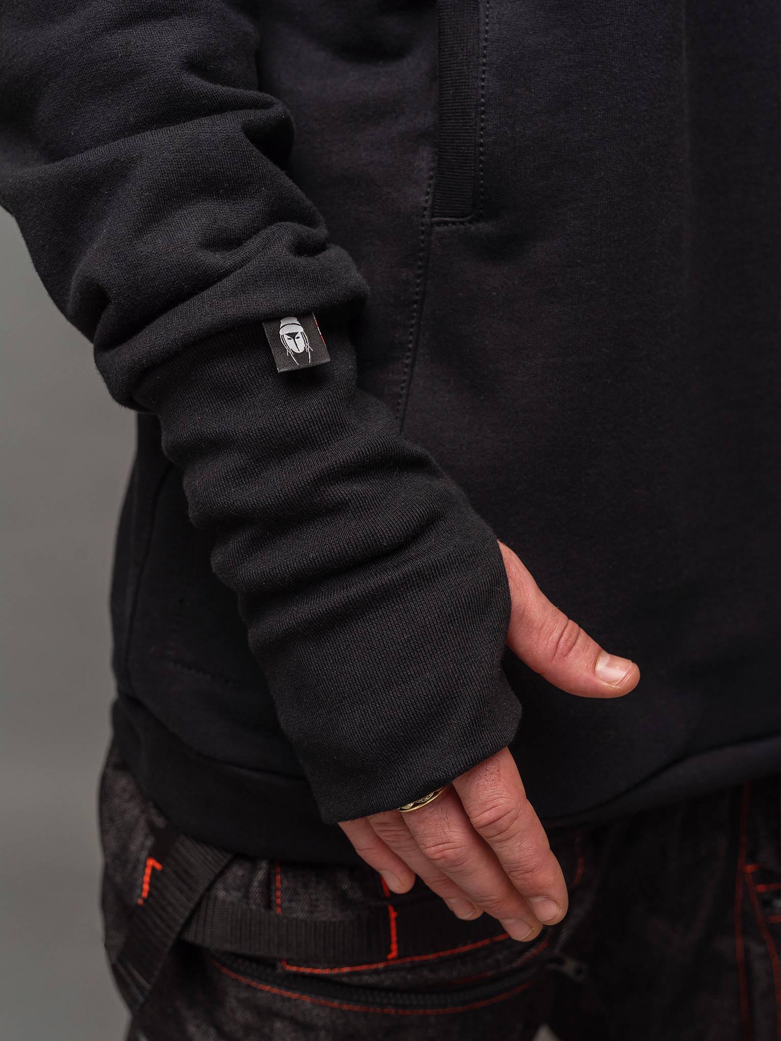 Mens black hoodie discount with thumb holes